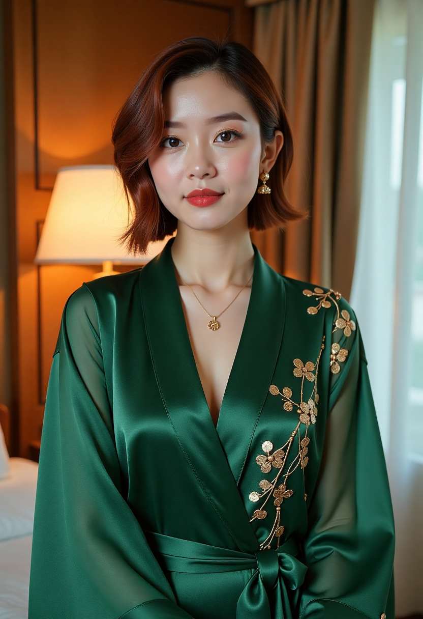 父亲整理家务而女儿专注自己的手工作品